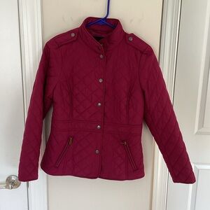 Talbots Diamond Quilted Jacket, Dark Cranberry, Peitite